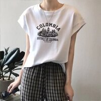 tay lỡ tay áo cánh dơi Áo thun nữ Cổ tròn ba lỗ form rộng Tay ngắn Dễ phối đồ cá tính thời trang Size Lớn Áo phông nữ