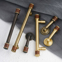 Tay nắm bằng gỗ và đồng thau, tay nắm cửa tủ quần áo tối giản, núm ngăn kéo, tay nắm bàn đầu giường, tay nắm cửa tủ bếp