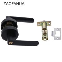 Tay nắm cửa đòn bẩy ZAOFAHUA, Tay nắm cửa hợp kim nhôm tròn có khóa, Cần gạt cửa màu đen mờ hạng nặng Phòng ngủ hoặc Phòng tắm
