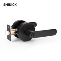 Tay nắm cửa SHIKICK có khóa, Tay nắm cửa đòn bẩy tròn bằng hợp kim nhôm, Cần gạt cửa màu đen mờ riêng tư Phòng ngủ hoặc Phòng tắm