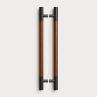 Tay nắm cửa TN117 đầu inox đen mờ, thân gỗ căm xe ø38