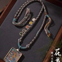 Tây Tạng Mặt Dây Buộc Dệt Tay Nam Nữ Thangka Vàng Phật Thẻ Mặt Dây Chuyền Vòng Cổ Phong Cách Dân Tộc Áo Len Có Thể Điều Chỉnh20250313
