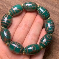 Tây Tạng Retro Xanh Dzi Hạt Mã Não Ống Hạt Vòng Tay Tây Tạng Cũ Mã Não Một Mắt Đến Chín Mắt Chân Dung Gia Đình Vòng Tay20250319