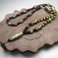 Tây Tạng Thánh Hiến Họa Tiết Rồng Dzi Hạt Chín Mắt Ba Mắt Hạt Trung Thực Đá Thô Đánh Bóng Mã Não Tự Nhiên Chalcedo