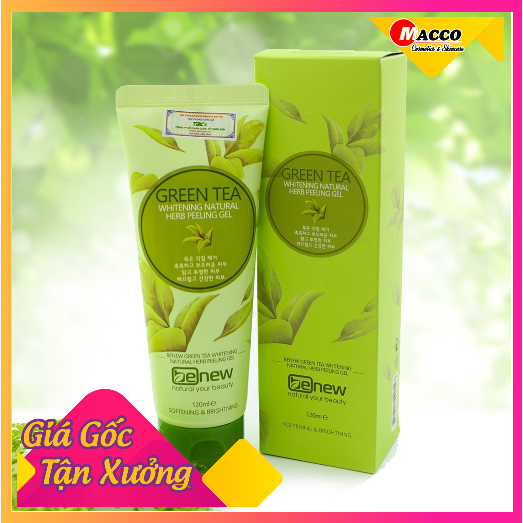 Tẩy tế bào chết trà xanh cao cấp Hàn Quốc Benew Green Tea Peeling Gel 120ml