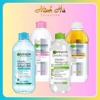 Tẩy trang Garnier Cleansing Water 400ml đủ màu vàng, hồng, xanh lá, xanh dương, đỏ giúp làm sach da dịu nhẹ
