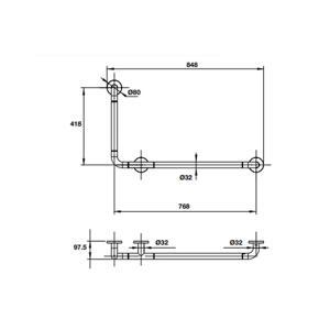Tay vịn phòng tắm 90° 418mm Hafele 499.95.203