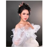 Tay voan lưới tutu viền ruy băng thắt nơ