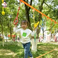 TAZ1345 Sân chơi trong nhà treo Bộ đồ chơi ngoài trời Màu ngẫu nhiên Sân chơi dây Phụ Kiện Vòng leo núi Thanh khỉ Ninja PP Thanh xích đu hình khỉ Đồ chơi ngoài trời