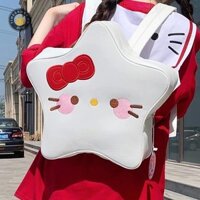 {Tb & Bag} Ba lô Sanrio Hello Kitty Pentagram Nhật Bản Ba lô hoạt hình Kawaii Túi sao Túi đi học PU thời trang dành cho bé gái Quà tặng sinh nhật.