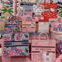{Tb & Bag} Túi Tote vải Sanrio Hello Kitty dành cho nữ Phim hoạt hình dễ thương Túi mua sắm sức chứa lớn Túi xách đi lại Túi xách My Melody.