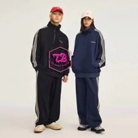 Tb xeno thanh niên bộ đồ nam dài tay + quần dài kiểu Mỹ retro ba thanh cardigan áo khoác dáng rộng cặp đôi