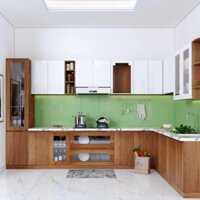 TBA114-Tủ bếp nhựa đặc Picomat màu giả gỗ AC106 tủ bếp nhà Cô MI/Bích Đào/Ninh Bình.