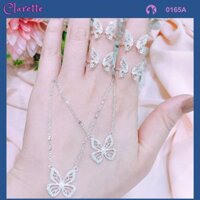 TBC 0165A - [Có bán lẻ] Bộ trang sức bạc dây chuyền, nhẫn hình bướm dành cho nữ