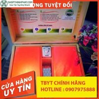 TBYT999 Hộp Đá Muối Ngâm Chân Himalaya Pakistan +2Viên Mặt Cong (5x10x20cm)+ Đèn + 100g Muối Tắm Tẩy Tế Bào Chết (Hộp Gỗ