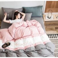[TC PHỐI ] Combo 4 Món Chăn/Mền Ga Gối Cotton Cao Cấp Phối Màu HỒNG-NÂU
