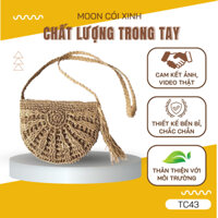 [TC43] Túi Đeo Chéo Cho Nữ, Túi Cói Đeo Chéo Bán Nguyệt Đi Biển, Đi Chơi, Dạo Phố - Moon Cói Xinh