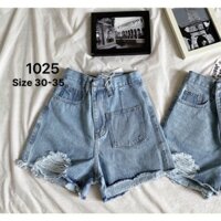 [TCshopjean Bigsize 50-80kg] Quần Đùi Nữ Jeans VNXk Lưng Cao Ống Rộng Chữ A Size Lớn Short Ms 1025 Xanh