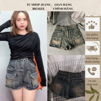 TCSHOPJEANS Quần Short Nữ Bigsize Màu Rêu NÂU Túi hộp MS 1090