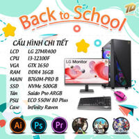 TD BACK TO SCHOOL PC (I3-12100F, B760M, RTX3050, 16GB DDR4, SSD 500GB, MÀN HÌNH LG 27MR400)