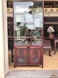 TD12 Tủ bày đồ gỗ gụ trơn cánh đục đông bích ( Anh Hải, Vĩnh Phúc )