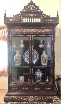 TD84 Tủ bày đồ gỗ gụ Louis khảm ốc ( Anh Phương, Phú Thọ )