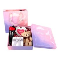 TDS23 Hộp quà tặng sang trọng kèm hoa sáp và gấu bông Sechu-8457