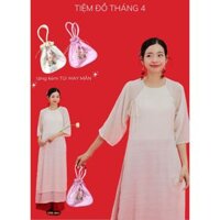 TDT4 - Áo Dài Cách Tân Form Suông Cho Nữ Tặng Kèm Túi May Mắn Màu Trắng Size S/M ÁO DÀI ÁNH NGUYỆT