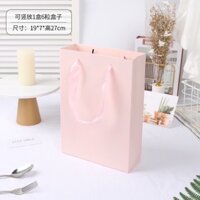 TDTGTÚI GIẤY ĐỰNG HỘP BÁNH TRUNG THU 80GR -NHIỀU SIZE - Hồng 19x7x27cm