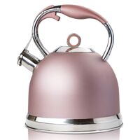 Tea Kettle 3 Liter induction Modern Stainless Steel Surgical Whistling Teapot - Pot For Stove Top (Rose-gold)