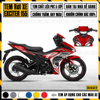 Team Xe Exciter 155 Mẫu Cá Mập | EX15522 | Tem Decal Rời Dán Ex 155 VVA Màu Đỏ Đen Trắng Xanh GP Chống Nước