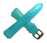 TechnoMarine 2523M 17MM Genuine Leather Watch Strap for MoonSun Turquoise Blue w/Logo Stainless Buckle