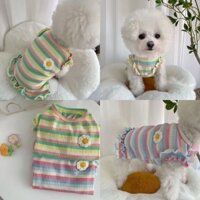 Teddy ins Thú Cưng Mùa Hè Quần Áo Cho Chó Phong Cách Mỏng Bichon Sọc Mèo Con Áo Thun Làm Mới MRC9