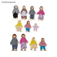 [Teh] Búp bê gia đình búp bê Bộ đồ chơi bằng gỗ nhỏ nhân vật ăn mặc trẻ em [VN]