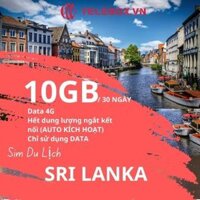 [TELEBOX] Sim Du Lịch SRI LANKA (10GB)  4G tốc độ cao MIỄN PHÍ tốc độ 3GB không giới hạn