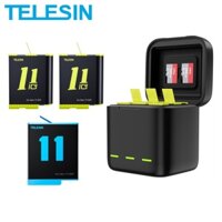 TELESIN 1750 mAh Battery For GoPro Hero 11 10 9 Battery 3 Slots LED Light Charger TF Card Battery Storage Box For GoPro 9 10 11