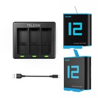 Telesin Bộ Sạc Pin 3 Chiều 2 Pin Cho gopro hero 9 / hero 10 gopro 12 11 10 9