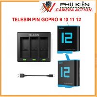 Telesin Bộ Sạc Pin 3 Chiều 2 Pin Cho gopro hero 9 / hero 10 gopro 12 11 10 9 PIN GOPRO 12