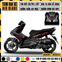 Tem Airblade Hoa Văn Lửa Cách Điệu | AB47 | Team Decal Hình Dán Rời AB Air Blade Đen Đỏ Trắng Chống Nước, Chống Bay Màu