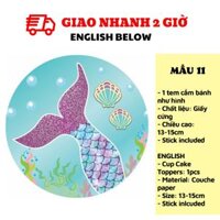 Tem cắm bánh tiên cá biển xanh - Mermaid cupcake toppers tcl37 - Mẫu 11