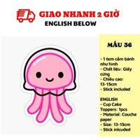 Tem cắm bánh tiên cá biển xanh - Mermaid cupcake toppers tcl37 - Mẫu 36