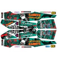 Tem chế Sirius Thỏ Rabbit XANH LỤC ĐỎ MS 892328 - Tem rời 3 lớp cao cấp - Dán xe sirius xăng cơ