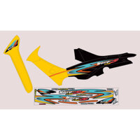 tem chế xe Wave nhỏ S 110 vàng đen - Tem decal 3 lớp