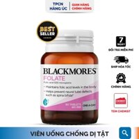 [Tem Chemist] Viên uống axit folic cho mẹ bầu Blackmores Folate của Úc giúp phòng tránh dị tật, nứt đốt sống ở thai nhi