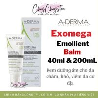 (TEM CTY) Kem dưỡng ẩm Aderma Exomega Emollient 40ml & 200ml Giảm khô ngứa cho da rất Khô, Viêm Da Cơ Địa (A-Derma )