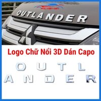 Tem dán capo, logo chữ nổi dán capo 3D OUTLANDER inox màu bạc