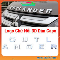 Tem dán capo, logo chữ nổi dán capo 3D OUTLANDER inox màu bạc