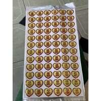Tem dán cưới chữ hỷ trái tim kim tuyến 72 tem nhỏ