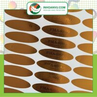 TEM DÁN SẢN PHẨM ĐIỆN TỬ CHẤT LIỆU DECAL GƯƠNG VÀNG PHỦ UV SẦN