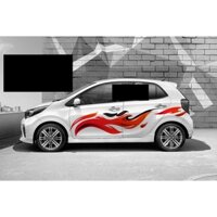 Tem dán sườn xe kia morning Đỏ Đen,team Decal oto,tặng kèm tem chứ kí theo yêu cầu hoặc tem nắp bình xăng